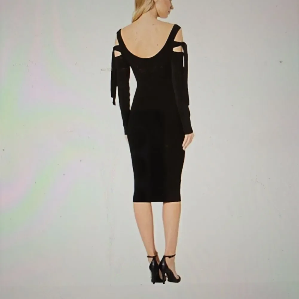 Bebe‎ Cold Shoulder Ribbon Dress size large NWT
